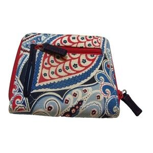 Vera Bradley  Seaside Nautical Bi-Fold Wallet Square Red White Blue